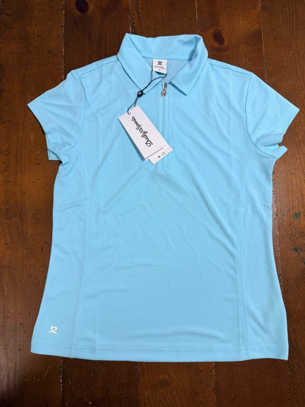 Daily Sports Macy Azul Short Sleeve Zip Polo Tennis M NWT